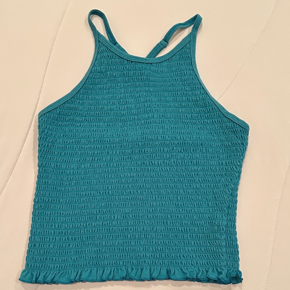SO Teal Textured Crop Top